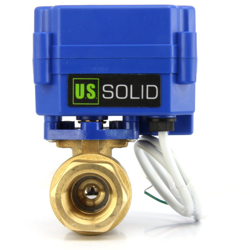 U.S. Solid Motorized Ball Valve- 3/4" Brass Ball Valve with Standard Port, 9-24V DC and 2 Wire Reverse Polarity - Image 1